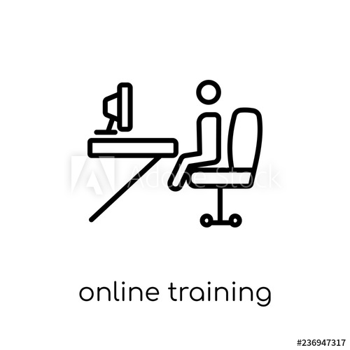 500x500 Online Training Icon Trendy Modern Flat Linear Vector Online