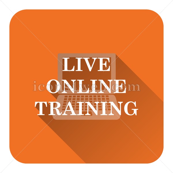 600x600 Live Online Training Flat Icon With Long Shadow Vector