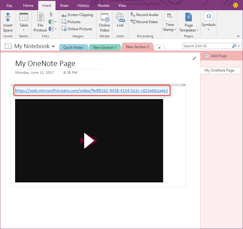 788x742 Use Microsoft Stream In Onenote Microsoft Docs