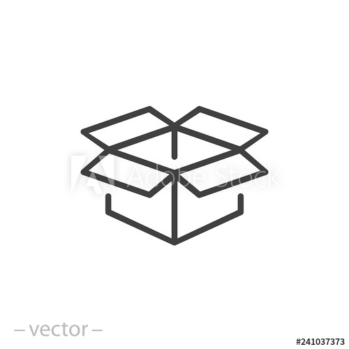 500x500 Open Box Icon, Line Sign Vector Illustration