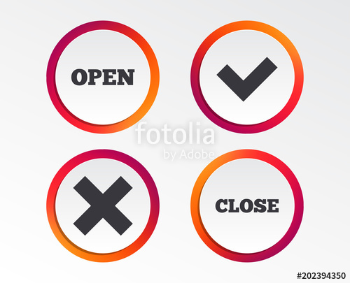 500x405 Open And Close Icons Check Or Tick Delete Remove Signs Yes