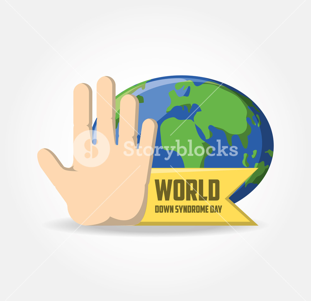 1000x967 Down Syndrome Day Design With Earth Planet And Open Hand Icon Over