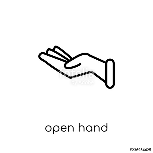 500x500 Open Hand Icon Trendy Modern Flat Linear Vector Open Hand Icon