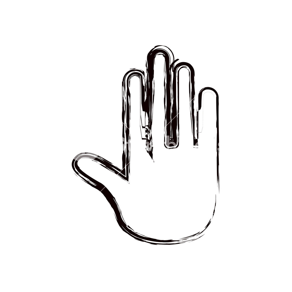 1000x1000 Blurred Thick Contour Open Hand Icon Vector Illustration Royalty