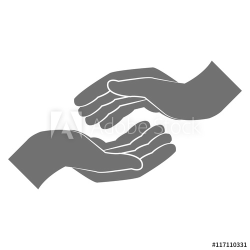 500x500 Flat Design Open Hand Icon Vector Illustration