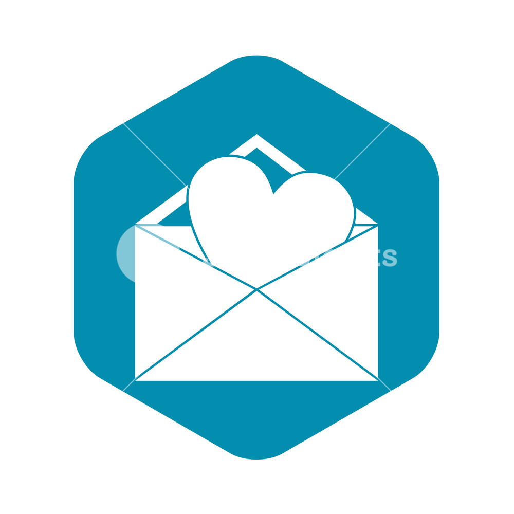 1000x1000 Open Envelope With Heart Icon In Simple Style Isolated Vector