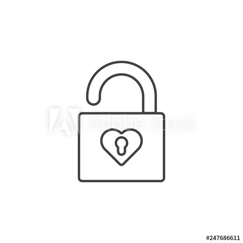 500x500 Open Heart Lock Icon Simple Thin Line, Outline Vector