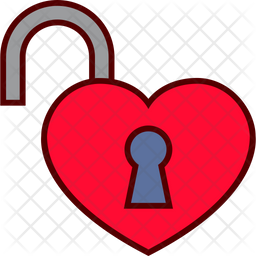 256x256 Love Lock Open Icon Of Colored Outline Style