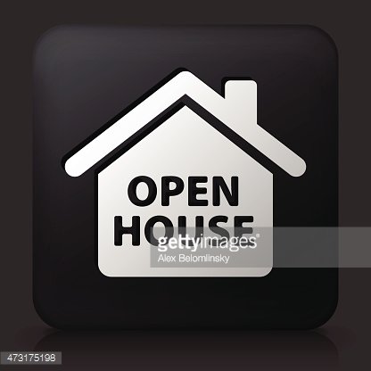 416x416 Black Square Button With Open House Icon Premium Clipart