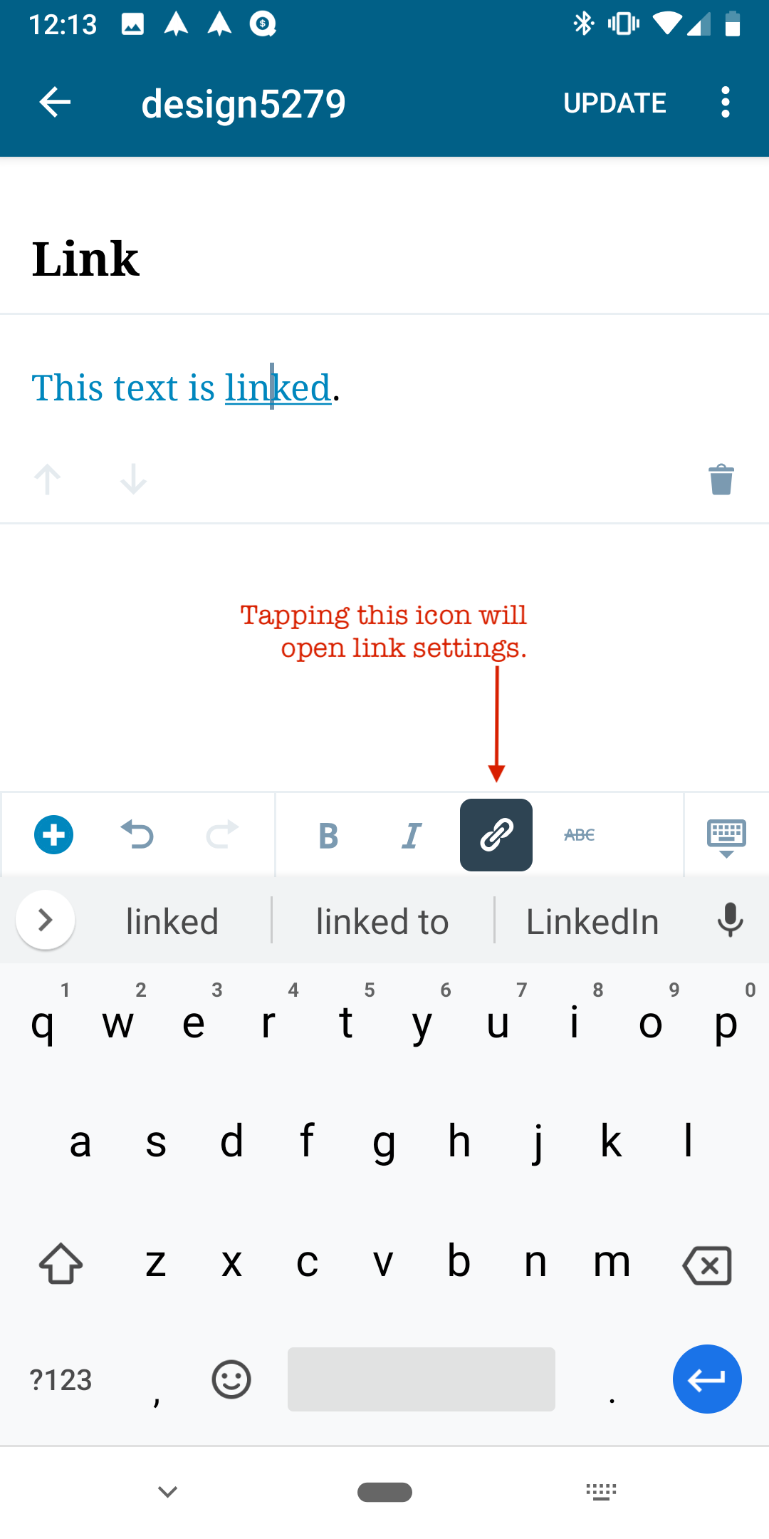 1080x2160 Tapping The Link Icon For A Previously Created Link Opens Link