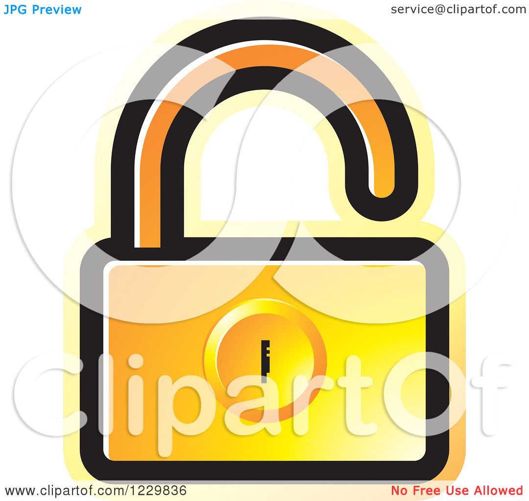 1080x1024 Clipart Of A Gradient Orange Open Padlock Icon