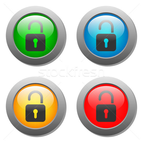 600x600 Open Lock Icon On Glass Buttons Vector Illustration Aliaksandra