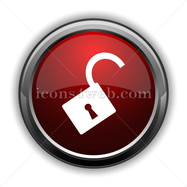 600x600 Open Lock Icon Red Glossy Web Icon With Shaddow