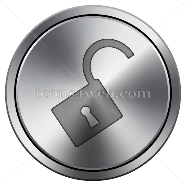 600x600 Open Lock Icon Round Icon Imitating Metal Security Icon