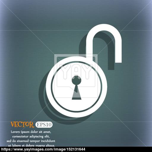 512x512 Open Lock Icon On The Blue Green Abstract Background With Shadow