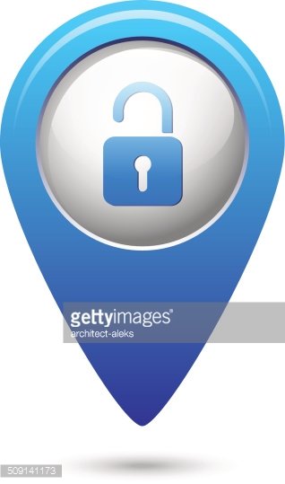 318x539 Map Pointer With Open Lock Icon Stock Vectors