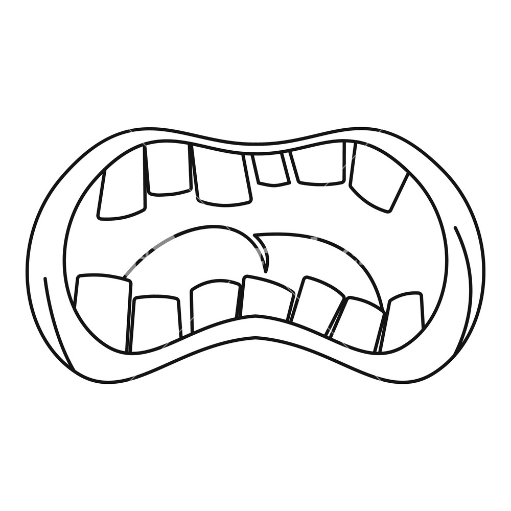 1000x1000 Open Mouth With Crooked Teeth Icon Outline Illustration Of Open