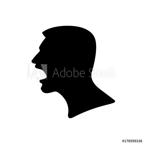 500x500 Black Silhouette Of A Screaming Man, Head Close Up In Profile