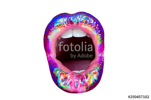500x334 Scream Open Mouth Multicolored Lips Fashion Lipstick Female