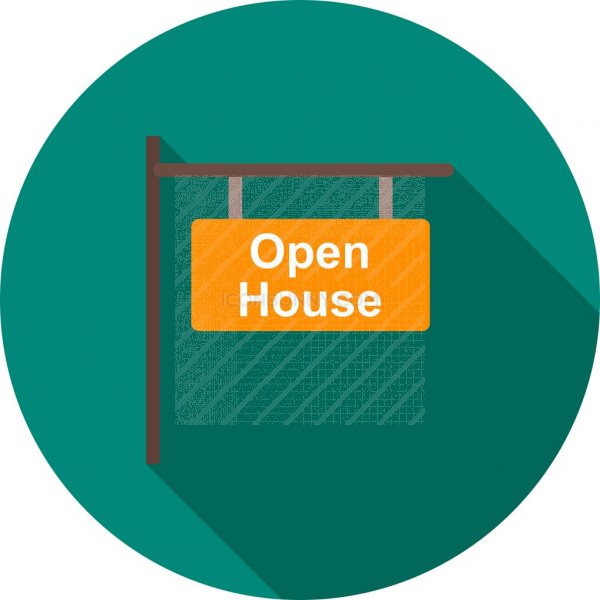 600x600 Open House Sign Flat Shadowed Icon
