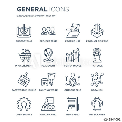 500x500 Linear General Icons Such As Prototyping, Project Team