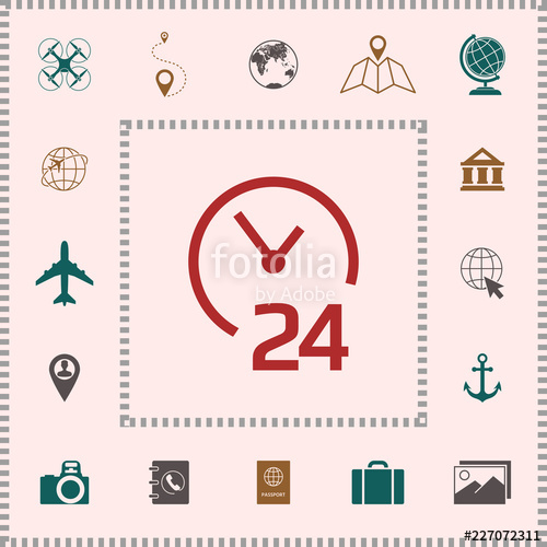 500x500 Open Around The Clock Icon Opening Hours Symbol Icon Stock Image