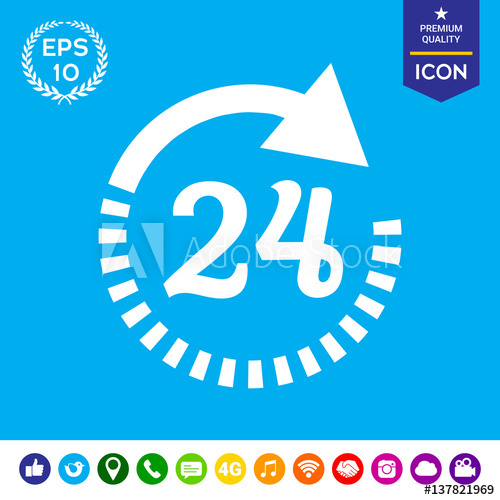 500x500 Open Around The Clock Symbol Icon Opening Hours Icon