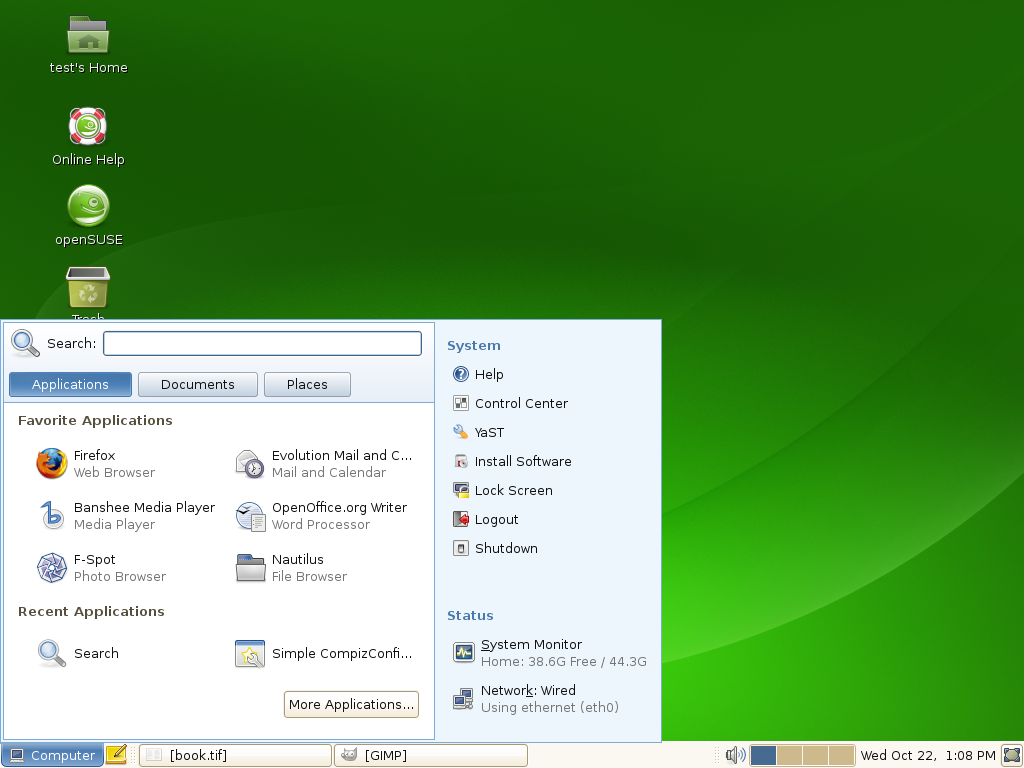 1024x768 Opensuse Gnome Quick Start