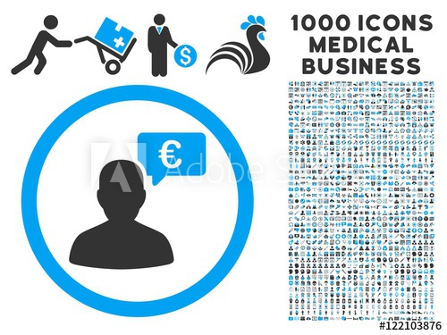 500x375 European Person Opinion Icon With Medical Business Gray