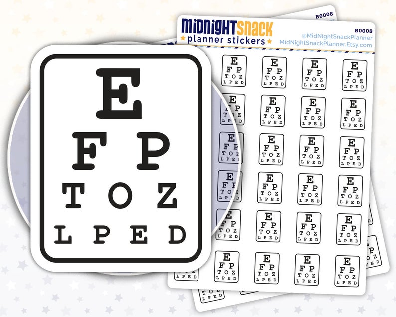 794x635 Optometrist Reminder Planner Stickers Eye Chart Icon Etsy