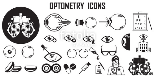 500x250 Icon Eye Optical Lens Optometry Glasses Vector Stock Image