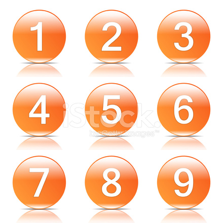 440x440 Numbers Counting Orange Vector Button Icon Design Set Stock Vector