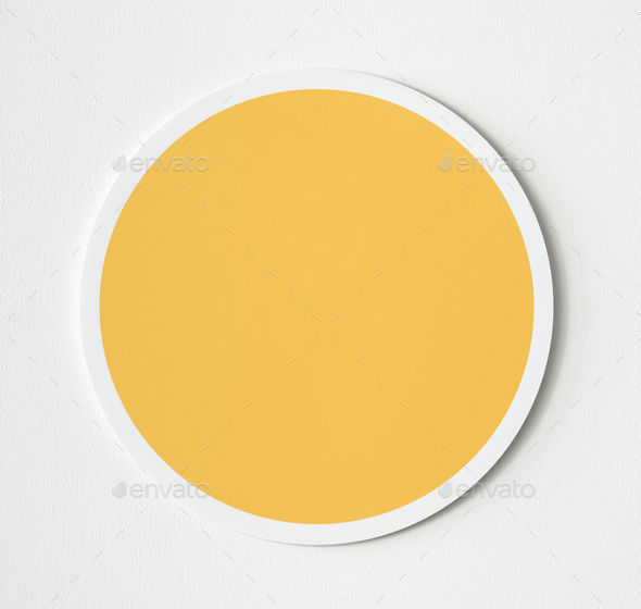 590x560 Yellow Circle Button Icon Isolated Stock Photo