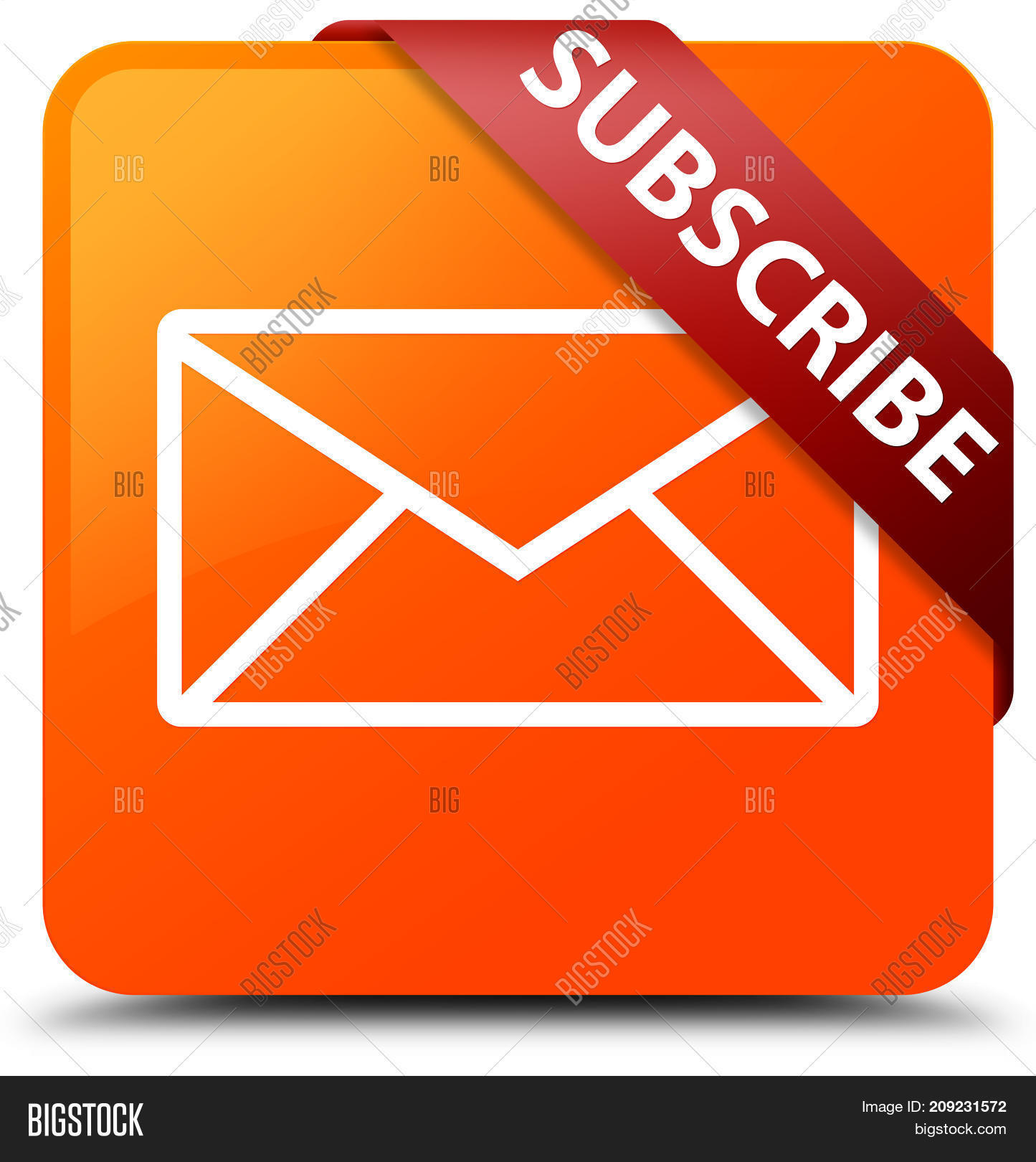 1445x1620 Subscribe Email Icon Orange Square Button Red Ribbon In Image