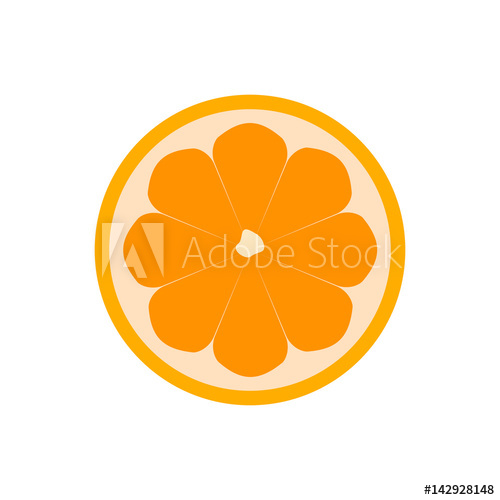 500x500 Orange Fruit Icon Isolated Modern Simple Flat Vegetarian Sign