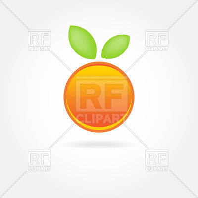 400x400 Orange Fruit With Green Leaf Icon Vector Image Of Food
