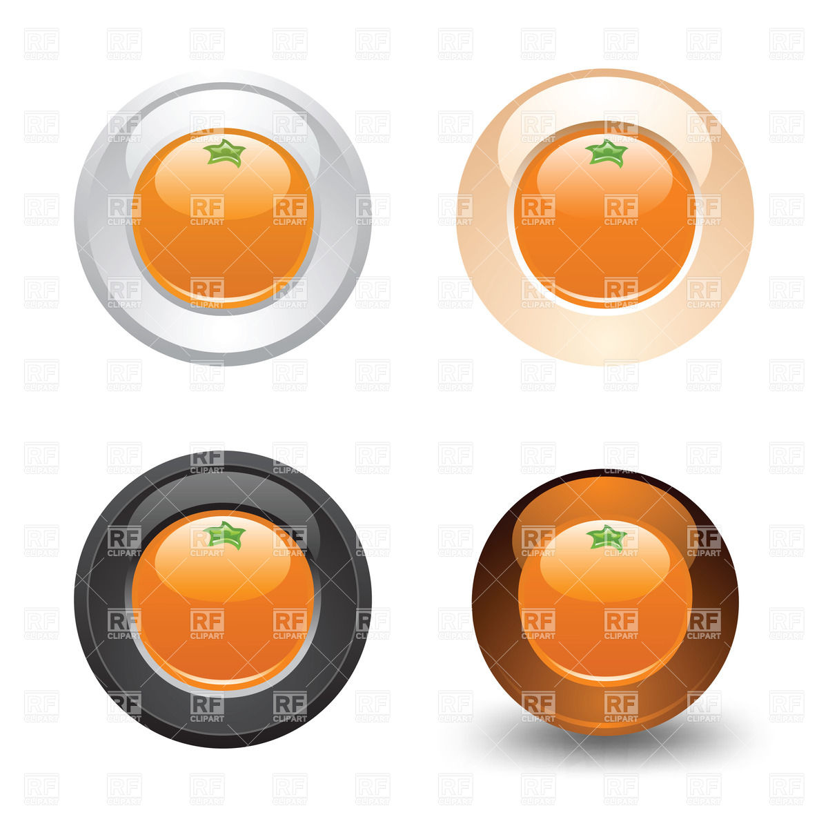 1200x1200 Round Button With Glossy Orange Fruit Icon Vector Image Of Food