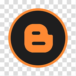 256x256 Circular Icon Set, Blogger, Round Black And Orange Icon