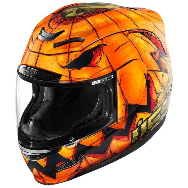 608x608 Icon Airmada Trick Or Street Orange Helmet Helmets Motorcycle