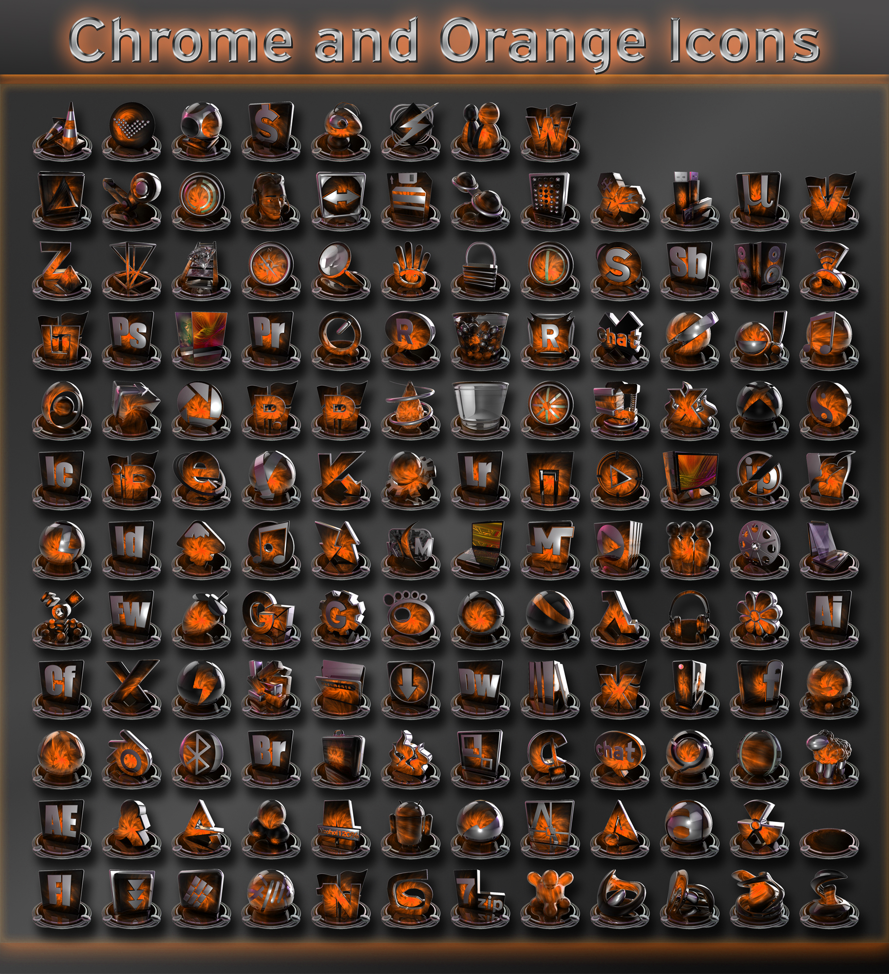 1825x2000 Chrome And Orange Icons
