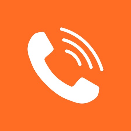 450x450 Phone Icon Vector, Contact, Support Service Sign On Orange