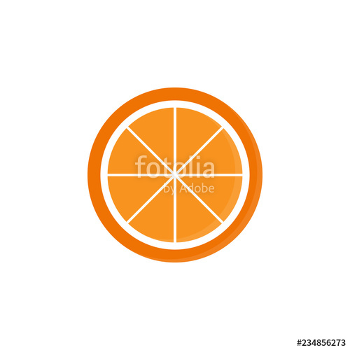 500x500 Orange Slice Vector Illustration Icon Summer Tropical Fruit