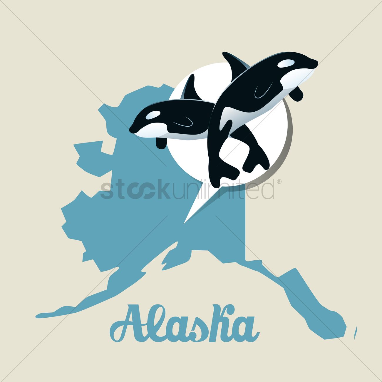 1300x1300 Alaska Map With Orca Icon Vector Image