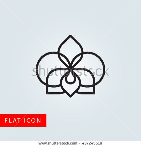450x470 Orchid Flower Line Icon Flat Design Conncept Line Icon