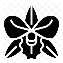 256x256 Orchid Flower Icon Of Glyph Style