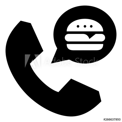 500x500 Phone Order Food Delivery Vector Icon