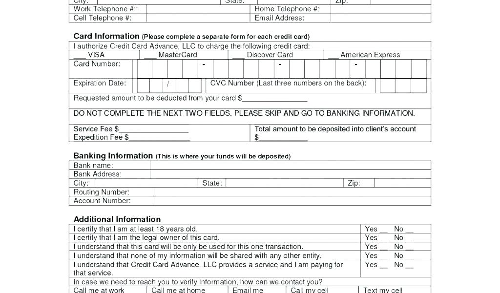 1024x600 Printable Credit Card Application Form Template Order With Account