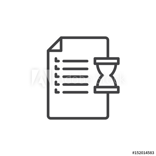 500x500 Document And Hourglass Line Icon, Outline Vector Sign, Linear