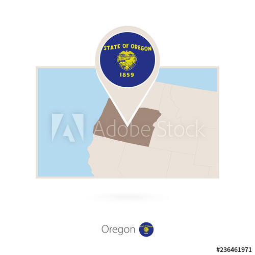 500x500 Rectangular Map Of Us State Oregon With Pn Of Oregon