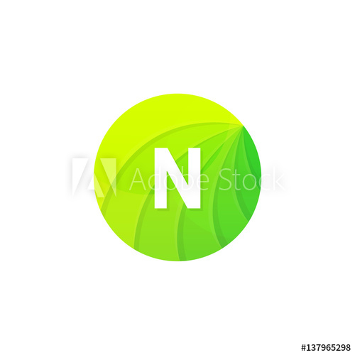 500x500 Abstract Green Circle Ecology Symbol Clean Organic Icon Letter N